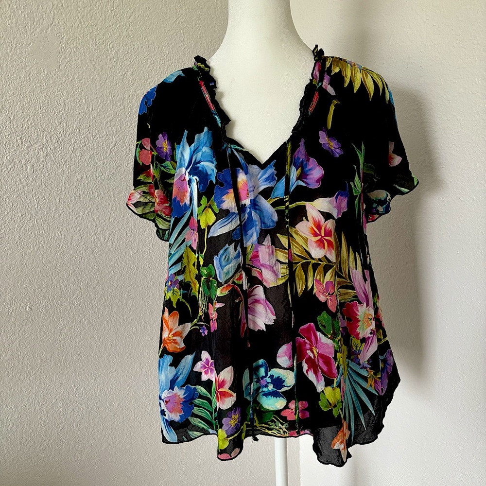 Johnny Was Aruba Kadence Short Sleeve Blouse XXS